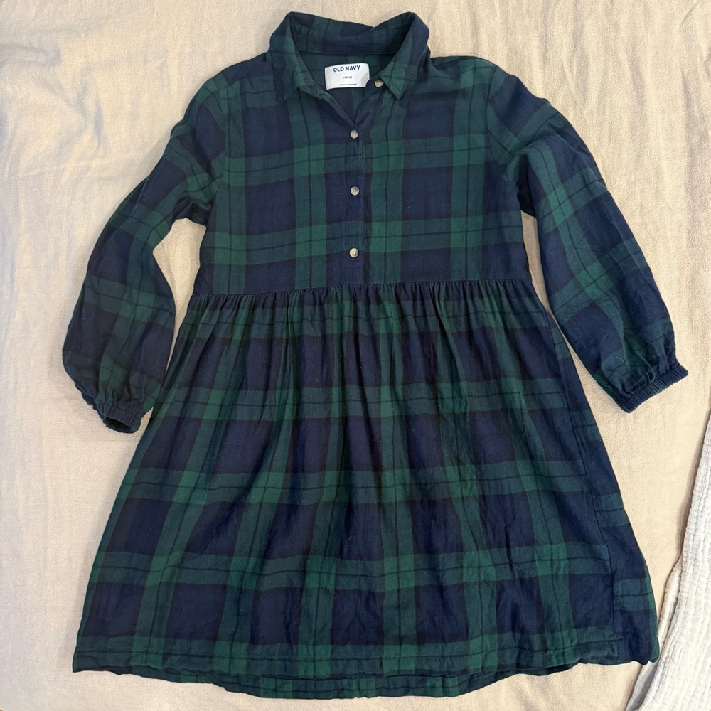 Old Navy Kids Green and Navy Plaid Dress